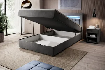 Franco Sängpaket med förvaring 120x200 LED-belysning - 120x200 Grå (+Fler val) - Möbler - Säng - Komplett sängpaket