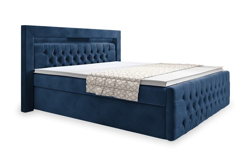 Franco Sängpaket med förvaring LED-belysning 160x200 cm - 160x200 Mörkblå (+Fler val) - Komplett sängpaket - Sängar med förvaring - Dubbelsäng