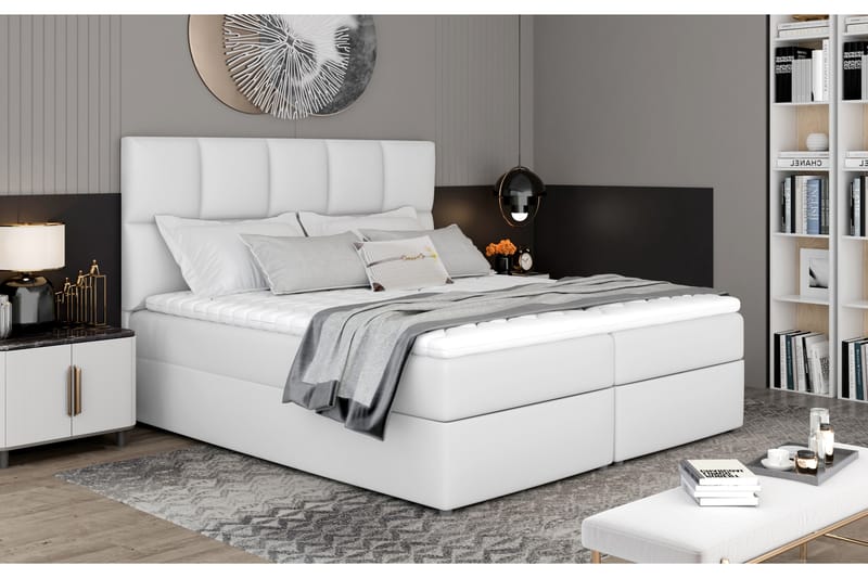 Glossa Sängpaket 140x200 cm - Läder/Vit - Komplett sängpaket