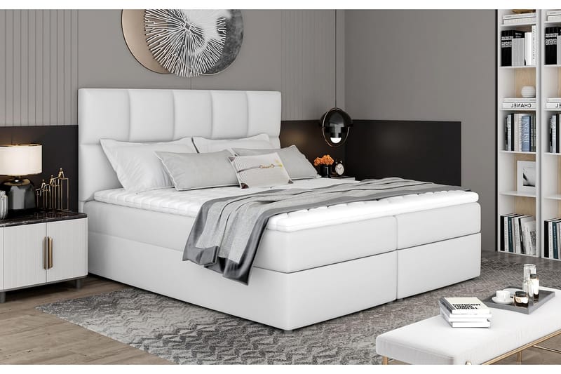 Glossa Sängpaket 160x200 cm - Läder/Vit - Komplett sängpaket