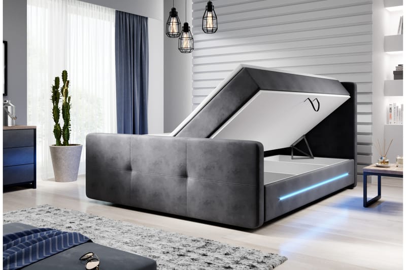Isora Sängpaket 180x200 cm LED-belysning - Komplett sängpaket - Sängar med förvaring - Dubbelsäng