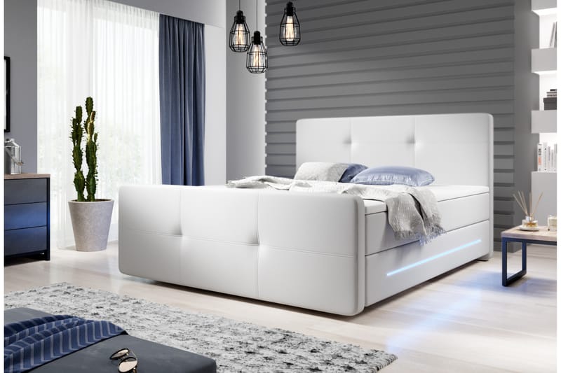 Isora Sängpaket 180x200 cm LED-belysning - Sängar med förvaring - Dubbelsäng - Komplett sängpaket