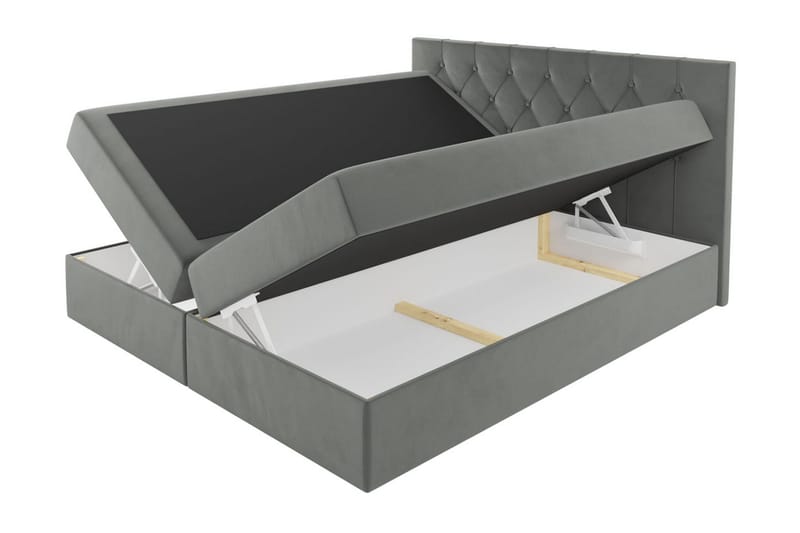 Jitendera Sängpaket Kontinentalsäng 120x200 cm med Förvaring - Grå - Komplett sängpaket - Sängar med förvaring