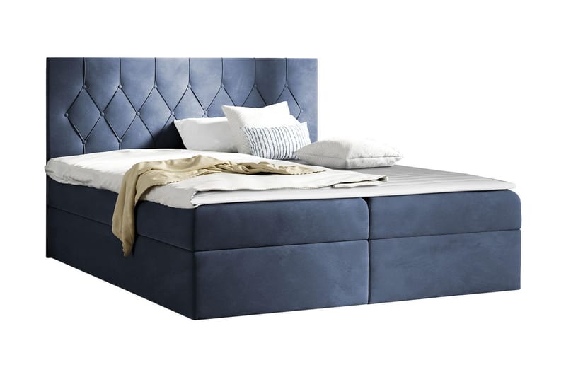 Jitendera Sängpaket Kontinentalsäng 140x200 cm med Förvaring - Blå - Komplett sängpaket - Sängar med förvaring