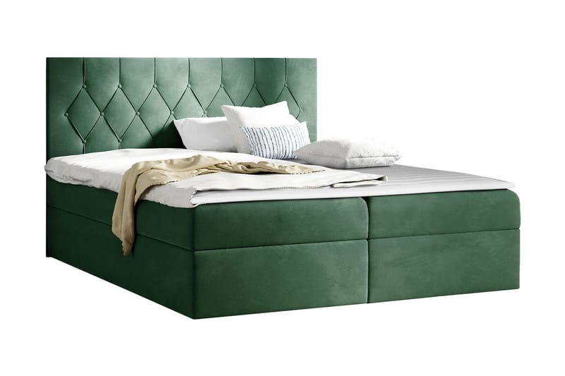 Jitendera Sängpaket Kontinentalsäng 140x200 cm med Förvaring - Grön - Komplett sängpaket - Sängar med förvaring - Dubbelsäng - Familjesäng