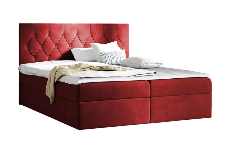 Jitendera Sängpaket Kontinentalsäng 140x200 cm med Förvaring - Röd - Komplett sängpaket - Sängar med förvaring