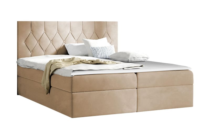 Jitendera Sängpaket Kontinentalsäng 160x200 cm med Förvaring - Beige - Komplett sängpaket - Sängar med förvaring
