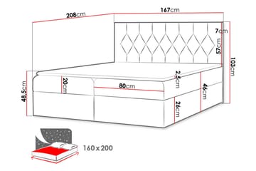 Jitendera Sängpaket Kontinentalsäng 160x200 cm med Förvaring - Blå - Möbler - Säng - Komplett sängpaket