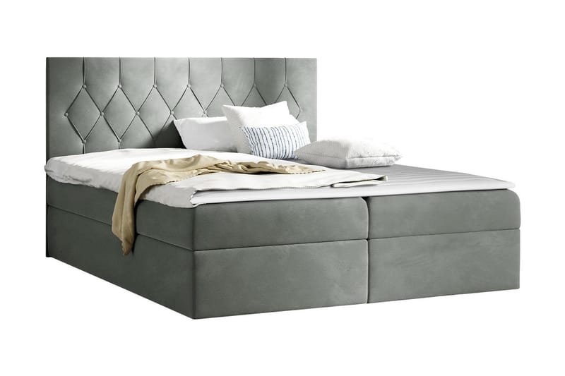 Jitendera Sängpaket Kontinentalsäng 160x200 cm med Förvaring - Grå - Komplett sängpaket - Sängar med förvaring