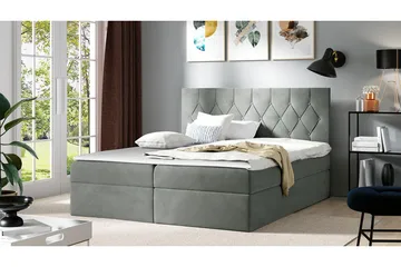 Jitendera Sängpaket Kontinentalsäng 160x200 cm med Förvaring - Grå - Möbler - Säng - Komplett sängpaket