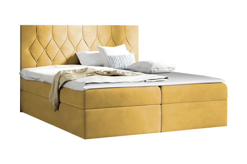Jitendera Sängpaket Kontinentalsäng 160x200 cm med Förvaring - Gul - Möbler - Säng - Komplett sängpaket