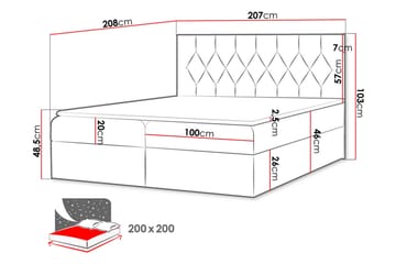 Jitendera Sängpaket Kontinentalsäng 200x200 cm med Förvaring - Beige - Möbler - Säng - Komplett sängpaket