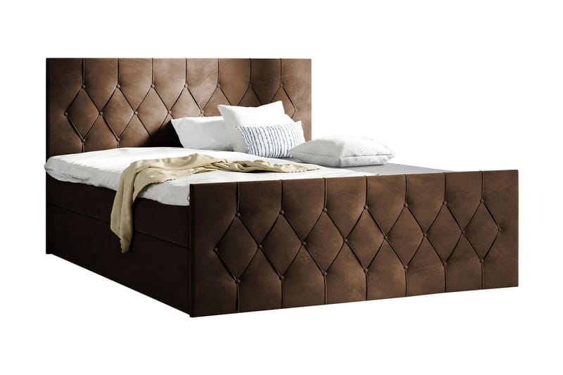 Jitendra Sängpaket Kontinentalsäng 120x200 cm med Förvaring - Brun - Komplett sängpaket - Sängar med förvaring