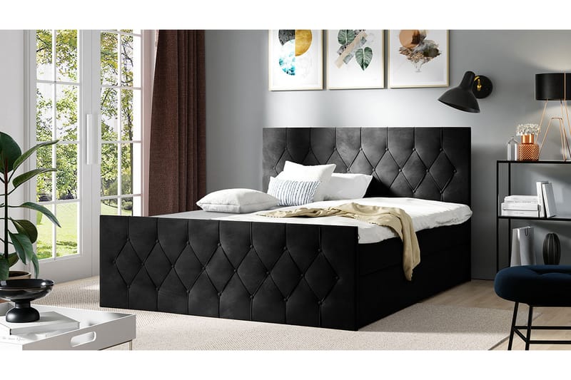 Jitendra Sängpaket Kontinentalsäng 120x200 cm med Förvaring - Svart - Möbler - Säng - Komplett sängpaket