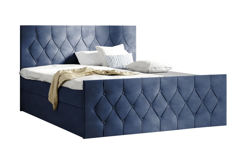 Jitendra Sängpaket Kontinentalsäng 140x200 cm med Förvaring - Blå - Komplett sängpaket - Sängar med förvaring