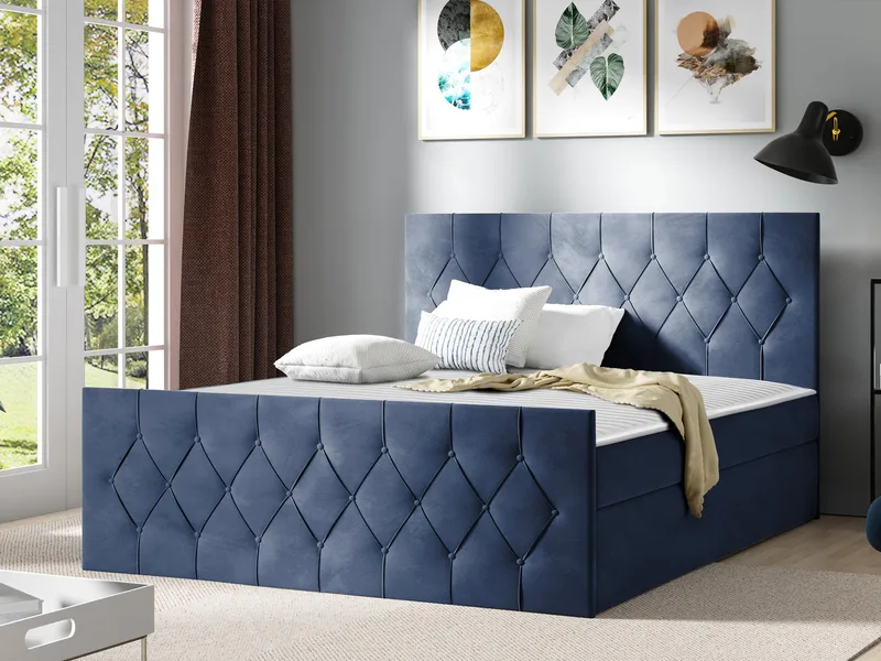 Jitendra Sängpaket Kontinentalsäng 140x200 cm med Förvaring - Blå - Möbler - Säng - Komplett sängpaket
