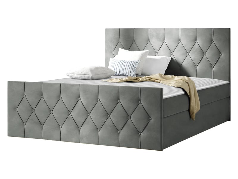 Jitendra Sängpaket Kontinentalsäng 140x200 cm med Förvaring - Grå - Möbler - Säng - Komplett sängpaket