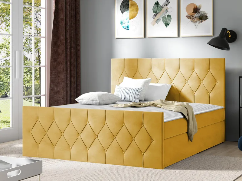 Jitendra Sängpaket Kontinentalsäng 140x200 cm med Förvaring - Gul - Möbler - Säng - Komplett sängpaket