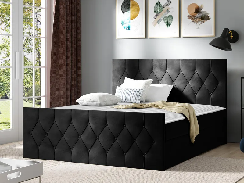 Jitendra Sängpaket Kontinentalsäng 140x200 cm med Förvaring - Svart - Möbler - Säng - Komplett sängpaket