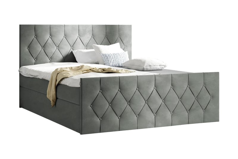 Jitendra Sängpaket Kontinentalsäng 160x200 cm med Förvaring - Grå - Möbler - Säng - Komplett sängpaket