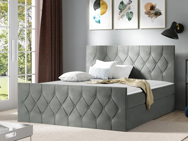 Jitendra Sängpaket Kontinentalsäng 180x200 cm med Förvaring - Grå - Möbler - Säng - Komplett sängpaket