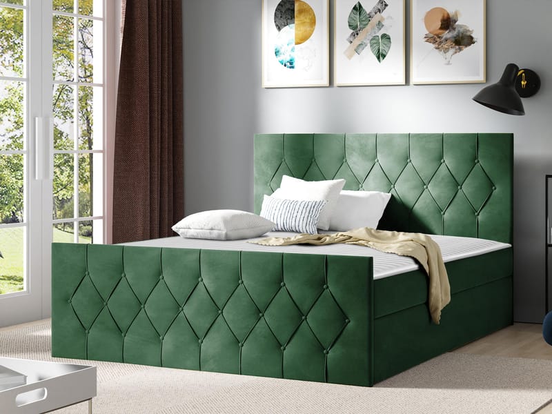 Jitendra Sängpaket Kontinentalsäng 180x200 cm med Förvaring - Grön - Möbler - Säng - Komplett sängpaket