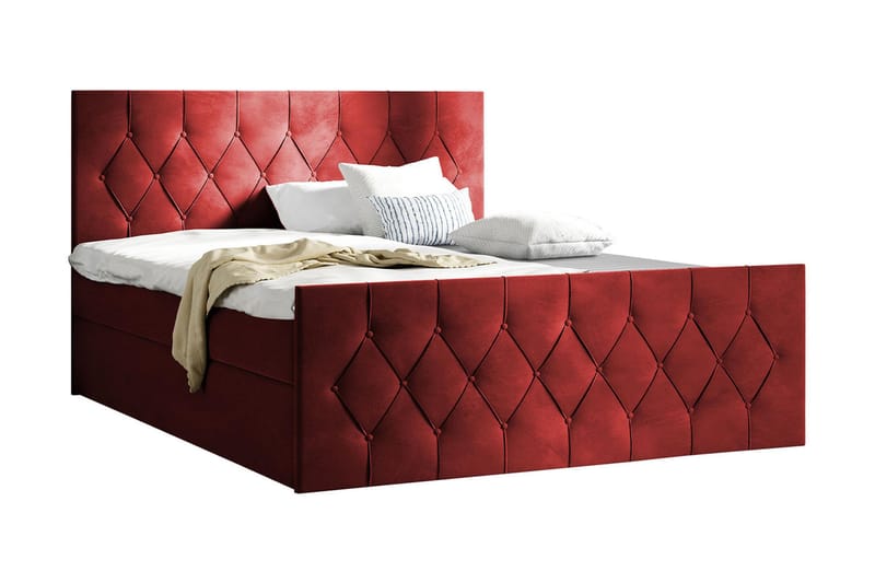 Jitendra Sängpaket Kontinentalsäng 180x200 cm med Förvaring - Röd - Komplett sängpaket - Sängar med förvaring