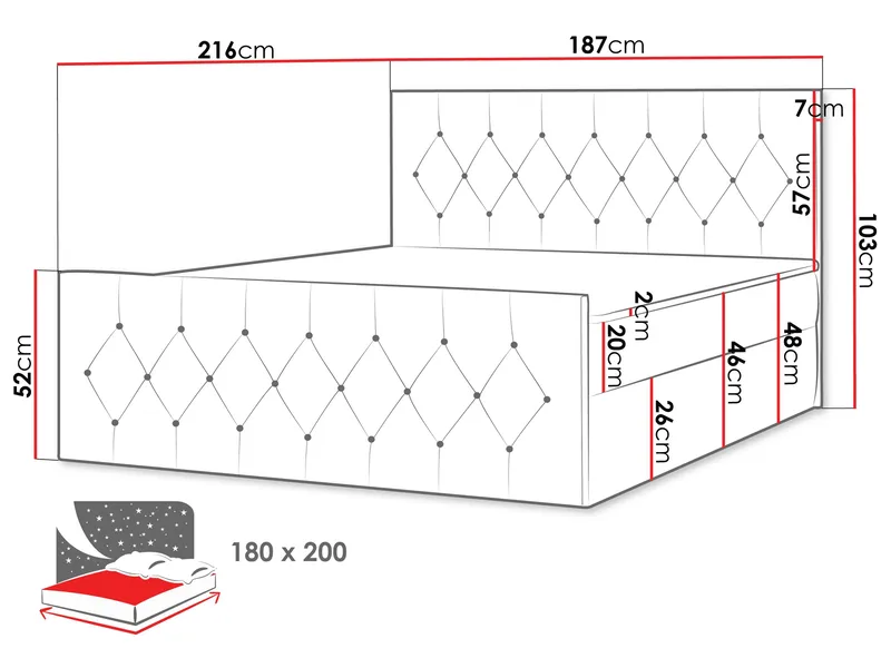 Jitendra Sängpaket Kontinentalsäng 180x200 cm med Förvaring - Svart - Möbler - Säng - Komplett sängpaket