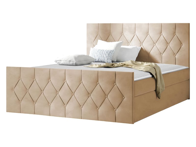 Jitendra Sängpaket Kontinentalsäng 200x200 cm med Förvaring - Beige - Möbler - Säng - Komplett sängpaket