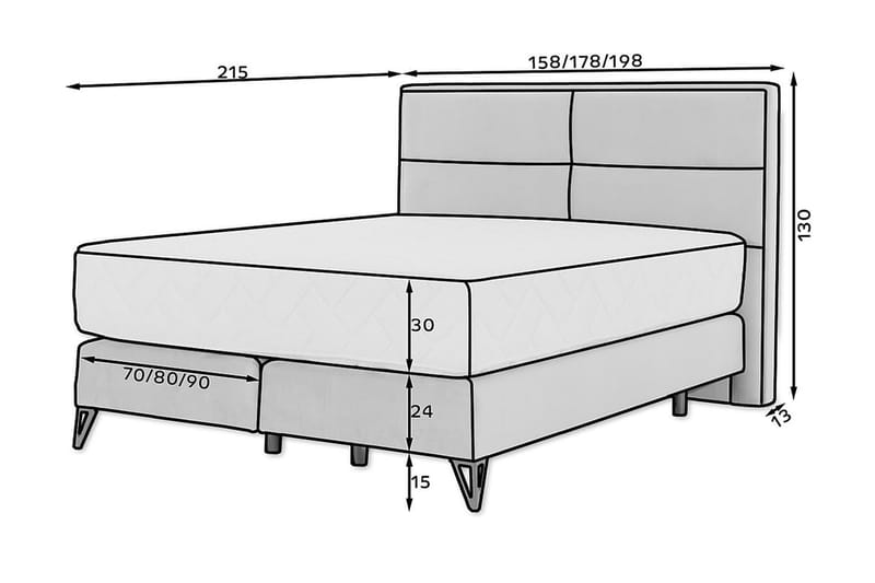 Kasyap Sängpaket Ramsäng 140x200 cm - Grå - Komplett sängpaket - Ramsäng