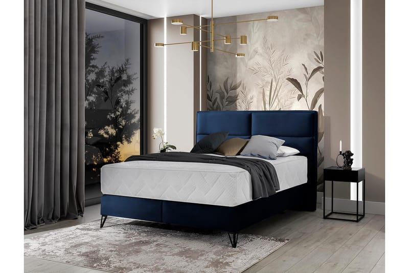 Kasyap Sängpaket Ramsäng 140x200 cm - Mörkblå - Möbler - Säng - Komplett sängpaket