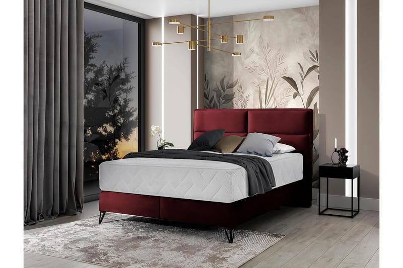 Kasyap Sängpaket Ramsäng 140x200 cm - Vinröd - Möbler - Säng - Komplett sängpaket