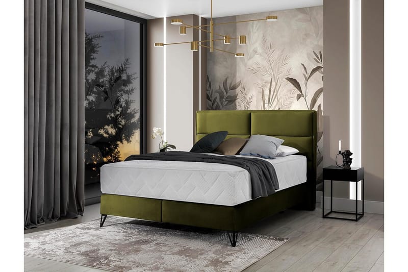Kasyap Sängpaket Ramsäng 160x200 cm - Olivgrön - Möbler - Säng - Komplett sängpaket
