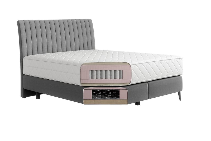 Katsuo Sängpaket Ramsäng 160x200 cm - Ljusgrå - Komplett sängpaket - Ramsäng