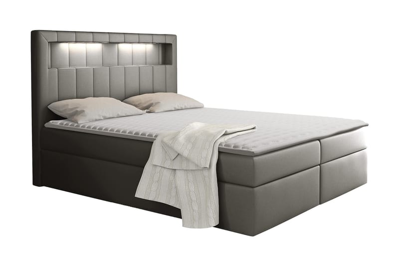 Kontinentalsäng 120x200 Grå - Grå - Komplett sängpaket - Sängar med förvaring