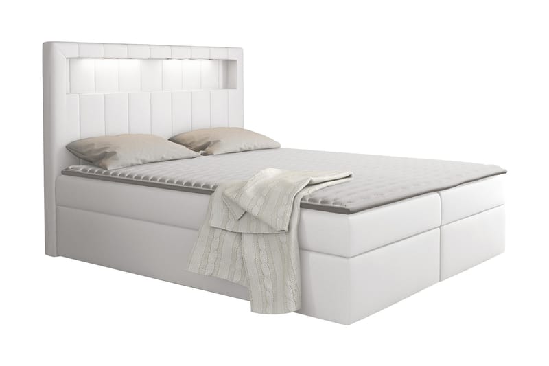 Kontinentalsäng 200x200 cm - Vit - Sängar med förvaring - Komplett sängpaket