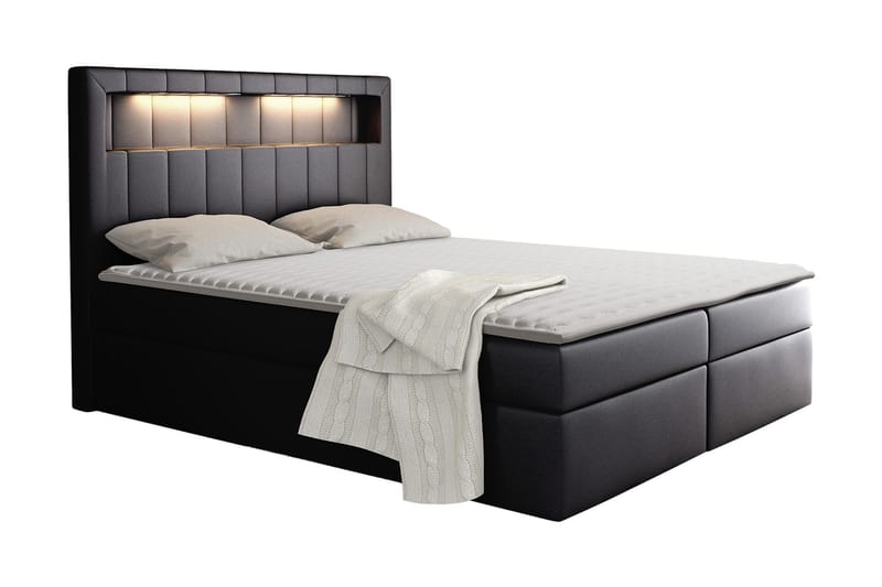 Kontinentalsäng 200x200 - Svart - Komplett sängpaket - Sängar med förvaring