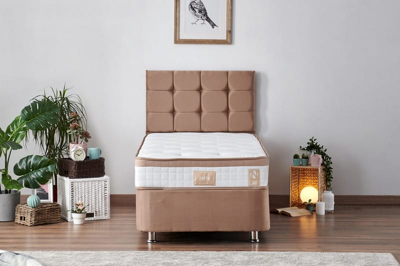 Latrona Kontinentalsäng 120x200 cm - Ljusbrun - Komplett sängpaket - Kontinentalsäng