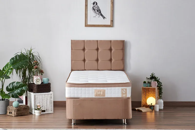 Latrona Kontinentalsäng 90x190 cm, Ljusbrun