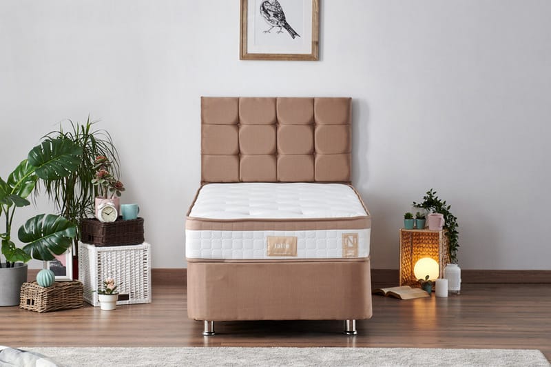 Latrona Kontinentalsäng 90x200 cm - Ljusbrun - Möbler - Säng - Komplett sängpaket