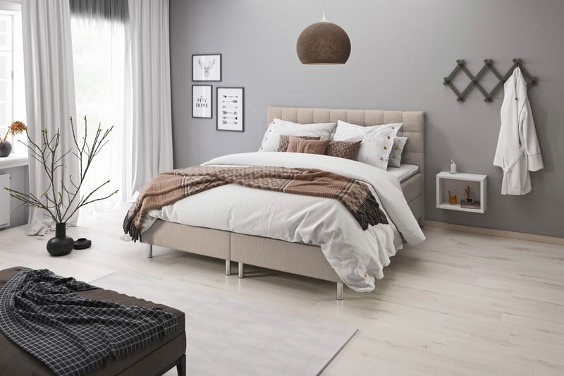 Montana Komplett Sängpaket med Förvaring 160x200 cm - Beige - Möbler - Säng - Sängar med förvaring