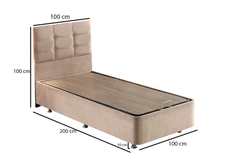Reghum Kontinentalsäng 100x200 cm - Ljusbrun - Komplett sängpaket - Kontinentalsäng
