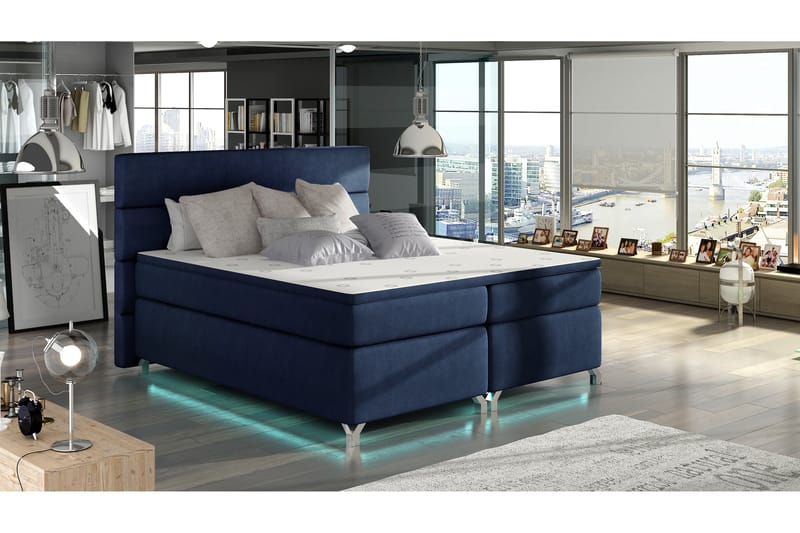 Rodgerez Säng 180x200 cm  Blå - Blå - Dubbelsäng - Komplett sängpaket - Kontinentalsäng