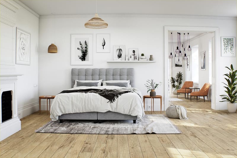 Royal Kontinentalsäng med Förvaring 160x200 cm - Ljusgrå (+Fler val) - Möbler - Säng - Komplett sängpaket
