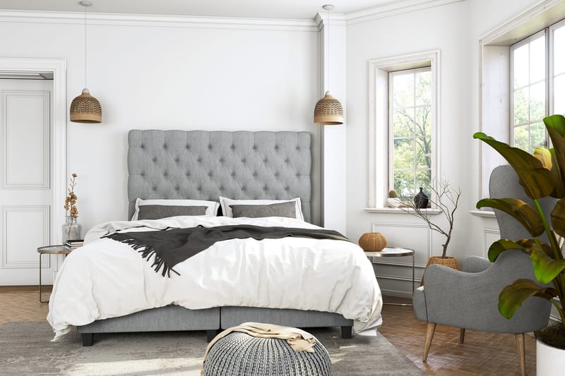 Royal Sängpaket med Förvaring140x200  Ljusgrå - Ljusgrå (+Fler val) - Möbler - Säng - Komplett sängpaket