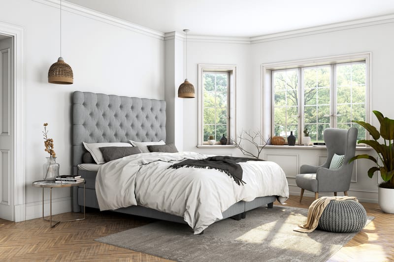 Royal Sängpaket med Förvaring140x200  Ljusgrå - Ljusgrå (+Fler val) - Möbler - Säng - Komplett sängpaket
