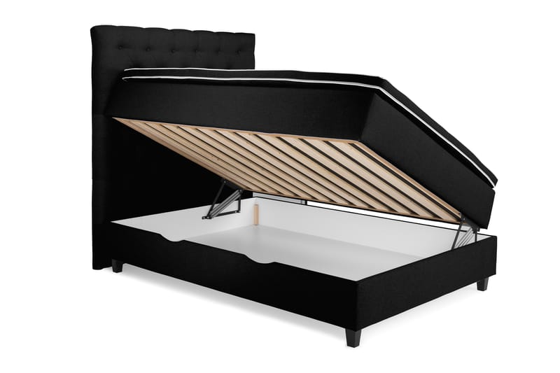 Royal Sängpaket med Förvaring140x200  Svart - Svart (+Fler val) - Komplett sängpaket - Kontinentalsäng