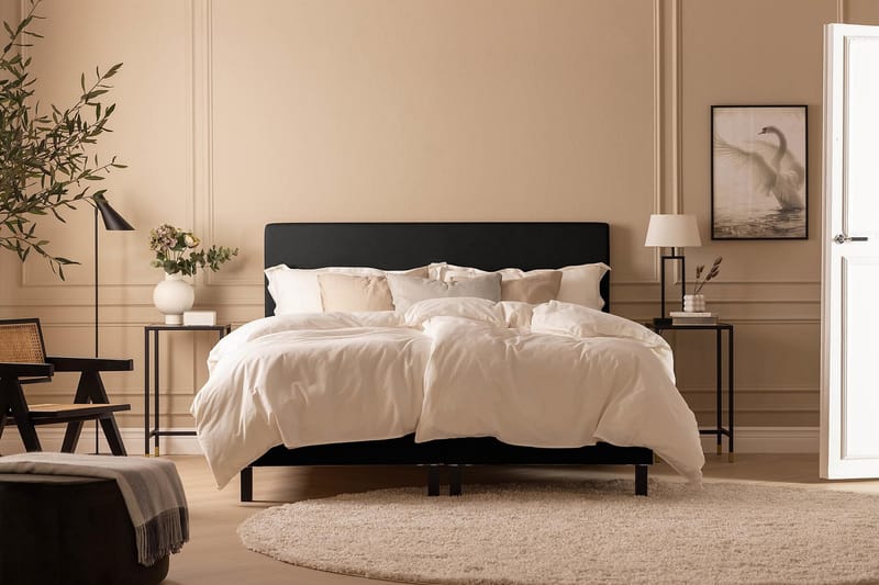 Scarlett Sängpaket 150x200 Latexmadrass - Slät gavel Svart - Möbler - Säng - Komplett sängpaket