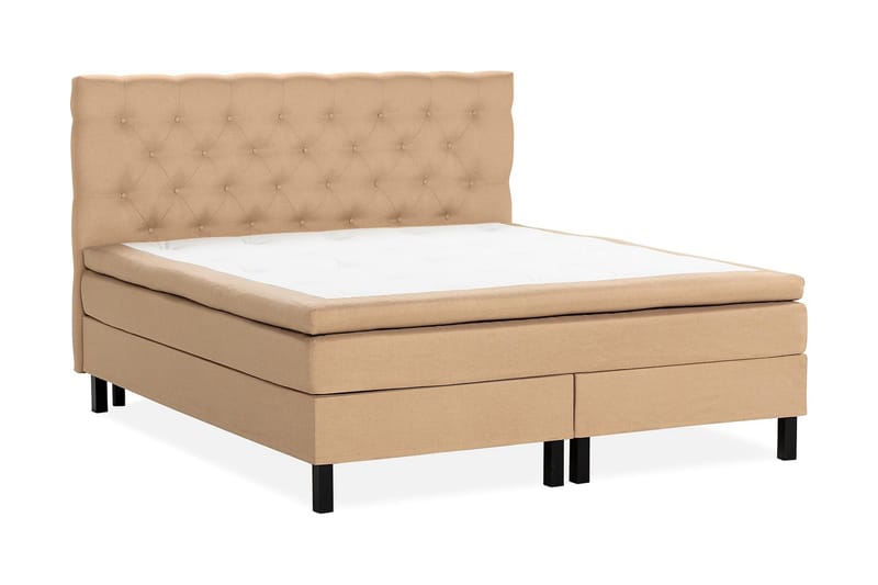 Scarlett Sängpaket 150x200 Skummadrass - Djuphäftad gavel Beige - Komplett sängpaket - Kontinentalsäng