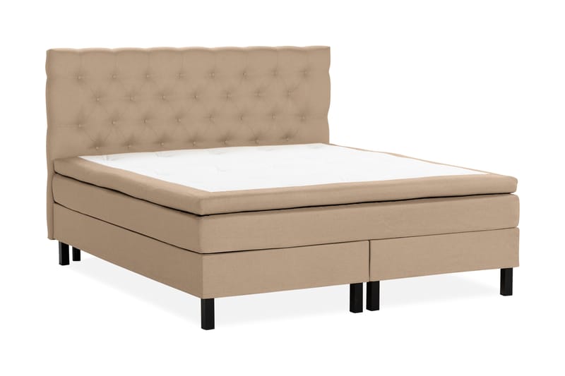 Scarlett Sängpaket 180x200 Skummadrass - Djuphäftad gavel Beige - Komplett sängpaket - Kontinentalsäng